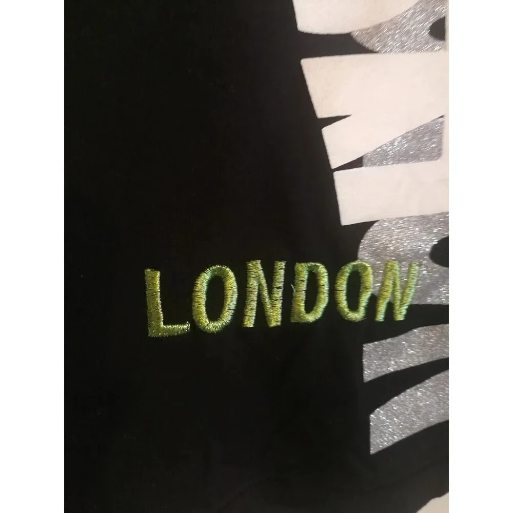 Men's True Religion World Tour Black Silver Embroidered T Shirt Size M